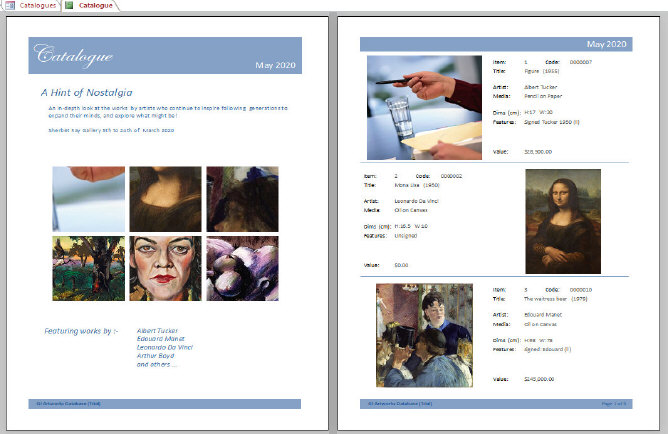 screenshot of Artwork Collection Database